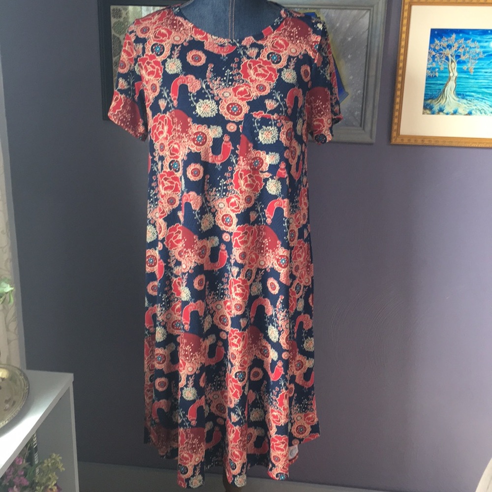Lula Roe High Low Print Dress w/Bonuses EUC